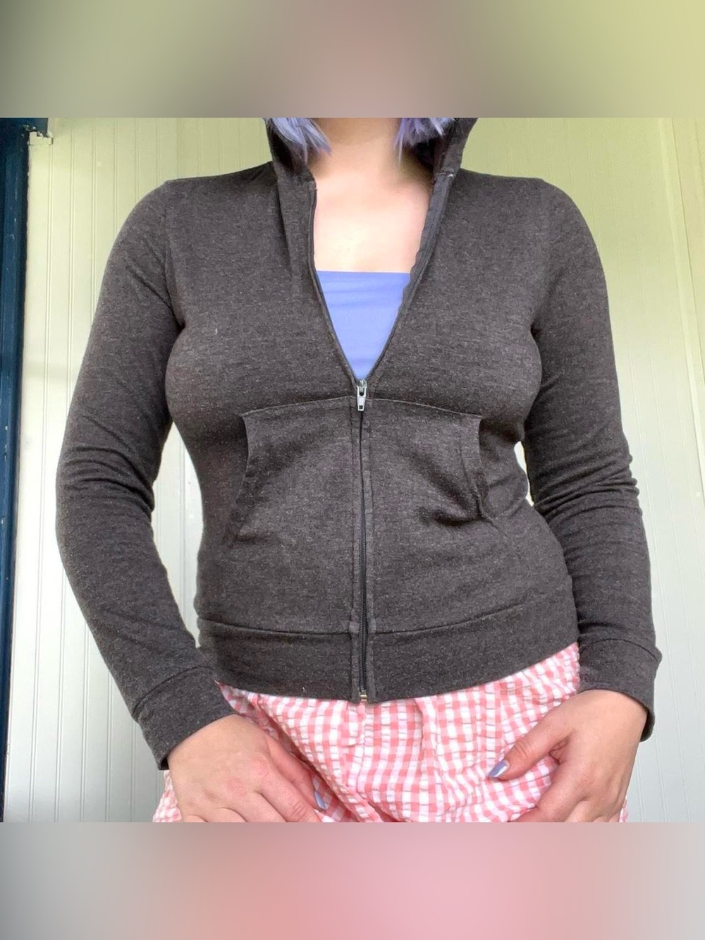2000’s Mossimo dark grey soft & stretchy thin zip up hoodie